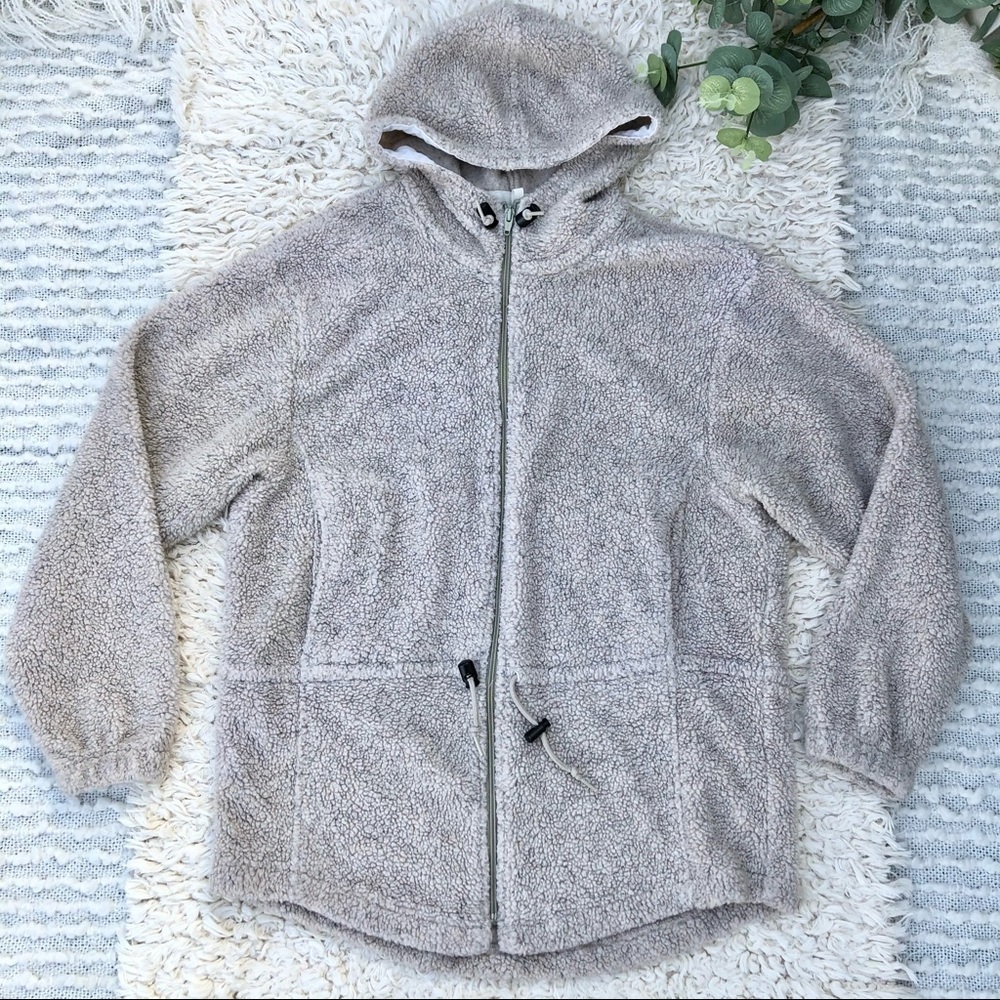 Woolrich beige zip up hooded‎ sherpa